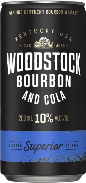 Woodstock Bourbon and Cola 10% Cans 10 Pack 200mL