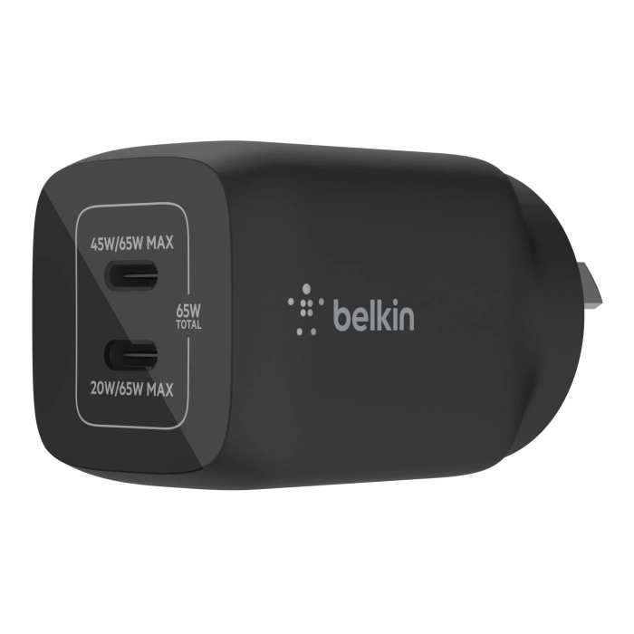 Belkin BoostUp Charge Dual USB-C 65W GaN Wall Charger (Black)