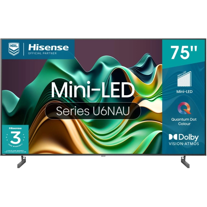 Hisense 75" U6NAU Mini-LED 4K QLED Smart TV [2024]