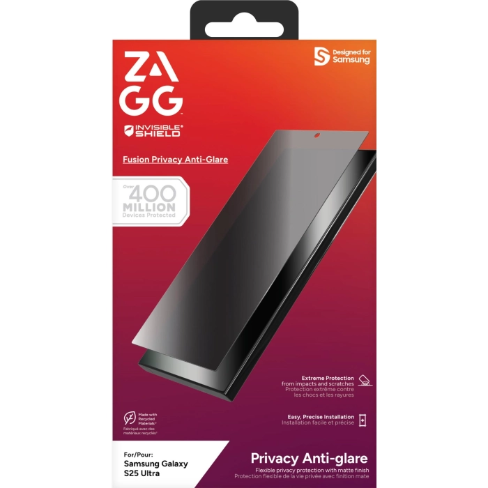 ZAGG InvisibleShield Fusion Privacy Anti Glare Screen Protector for Galaxy S25 Ultra