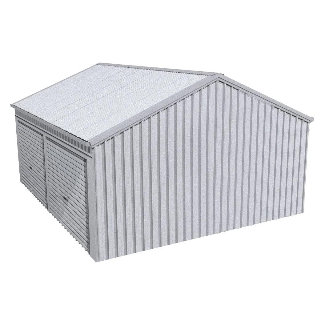 Stratco Domestic Gable Roof Shed Double Garage 5.45 x 6.21 x 2.4m Gutter Side Roller Door