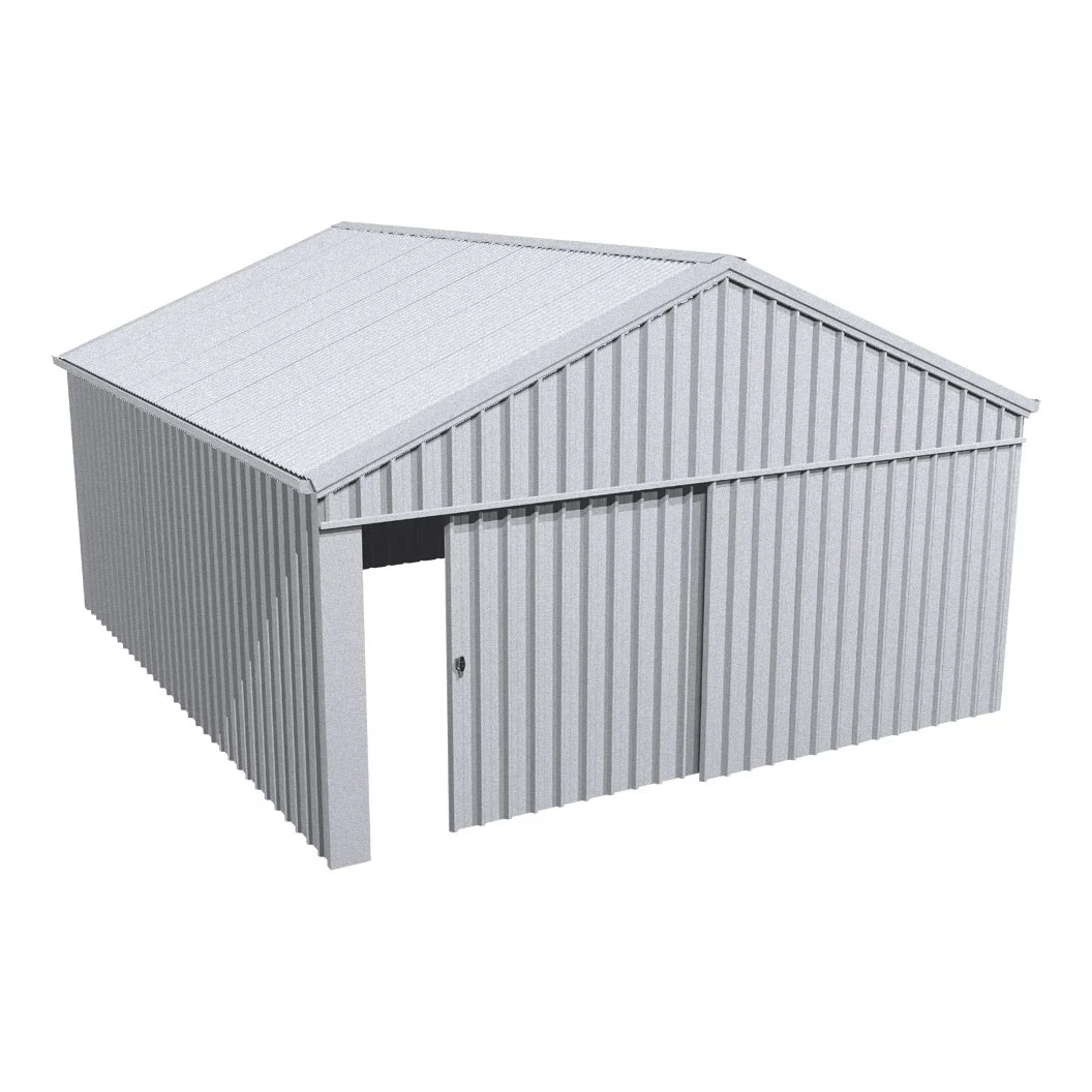 Stratco Domestic Gable Roof Shed Double Garage 5.45 x 6.21 x 2.4m Double Gable End Sliding Doors