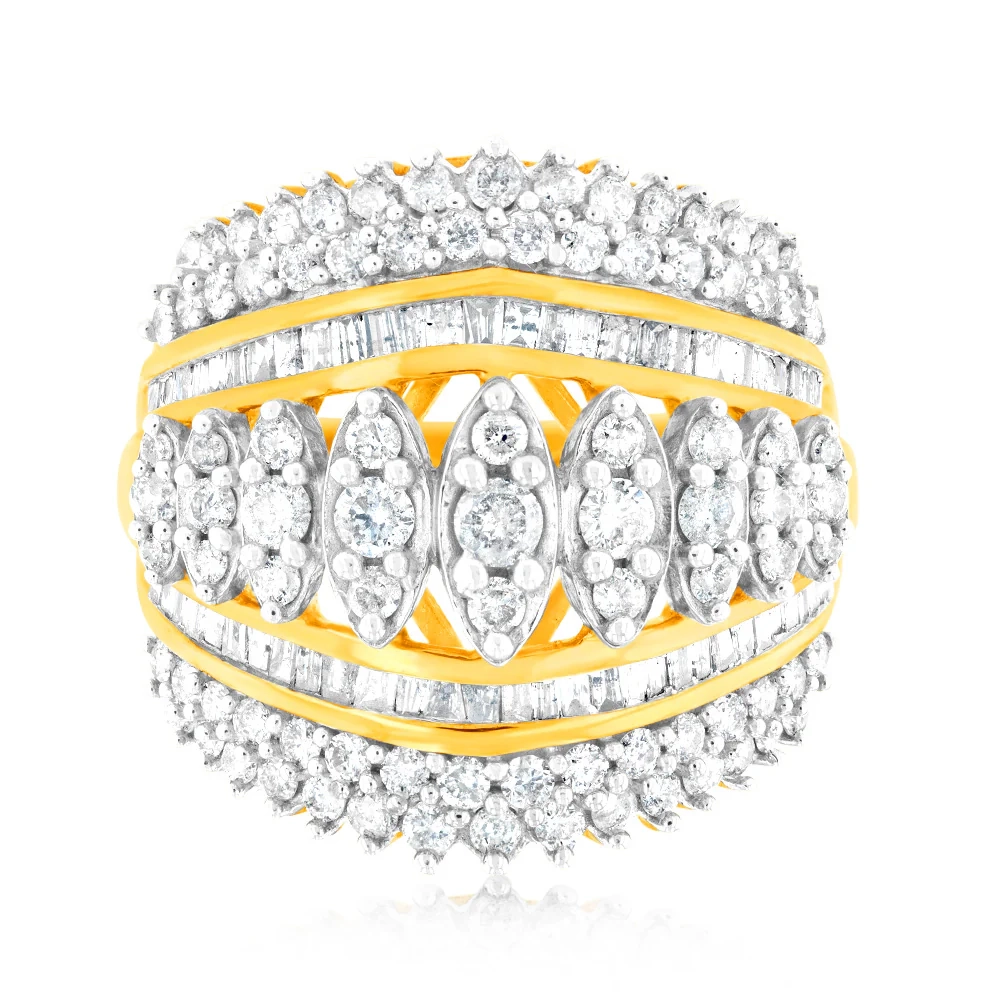 10ct Yellow Gold 2 Carat Diamond Ring with Taper and Round Brilliant C – Shiels Jewellers