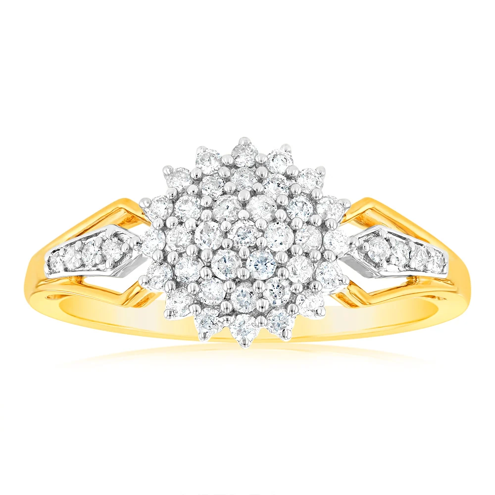 1/2 Carat Diamond Cluster Ring in 9ct Yellow Gold – Shiels Jewellers