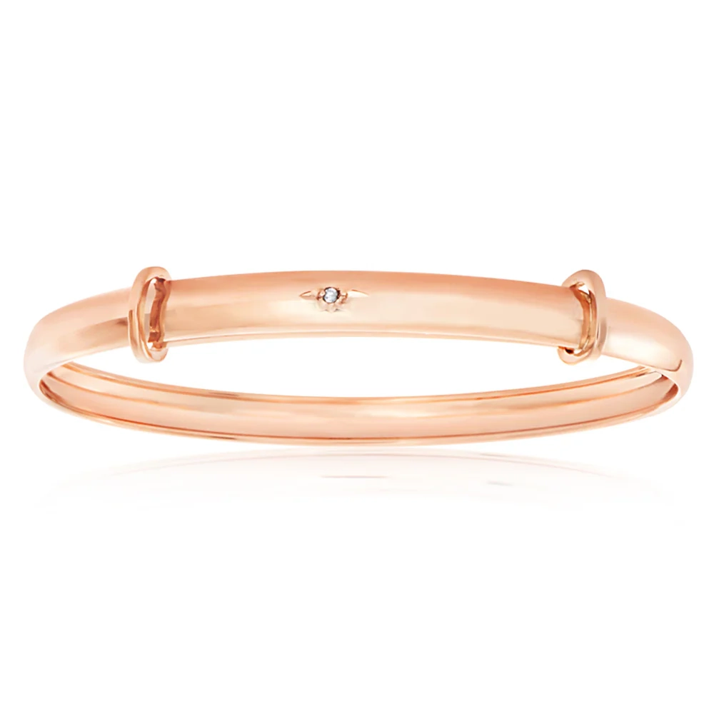 9ct Rose Gold Diamond Set Expandable Baby Bangle – Shiels Jewellers