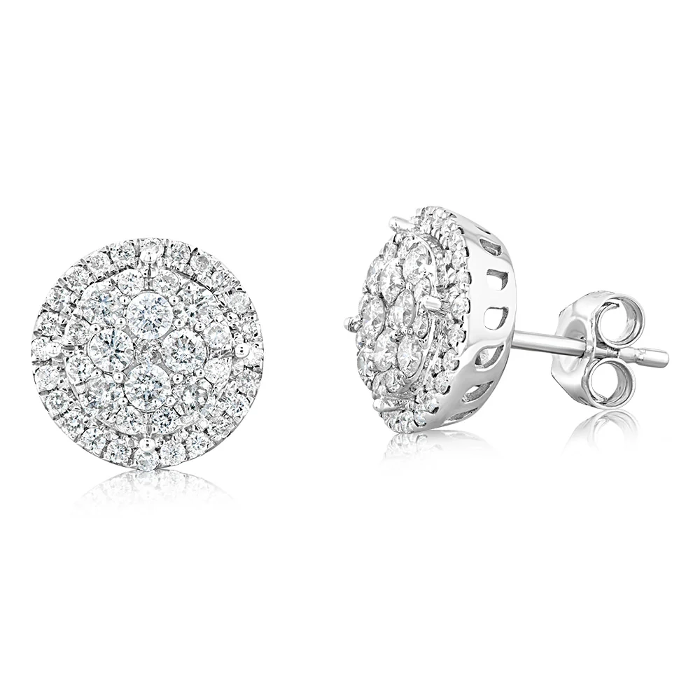 9ct White Gold 1 Carat Diamond Halo Stud Earrings – Shiels Jewellers