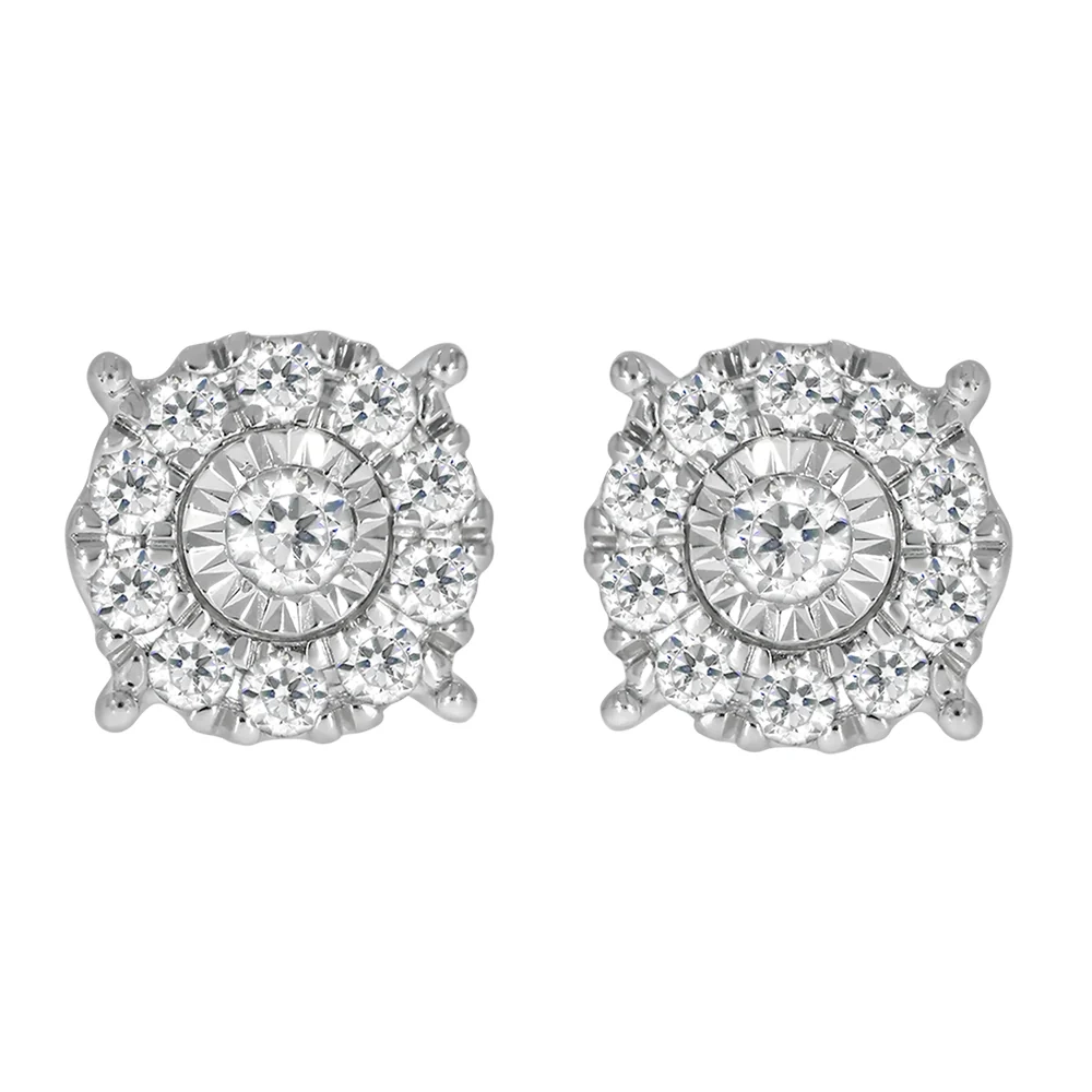 9ct White Gold 1/2 Carat Diamond Cluster Stud Earrings – Shiels Jewellers