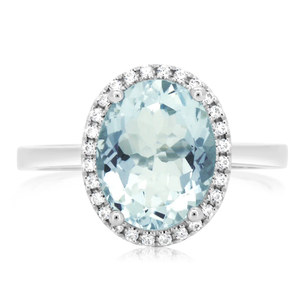 9ct White Gold 2.4 Carat Aquamarine 28Cubic Zirconia Ring – Shiels Jewellers