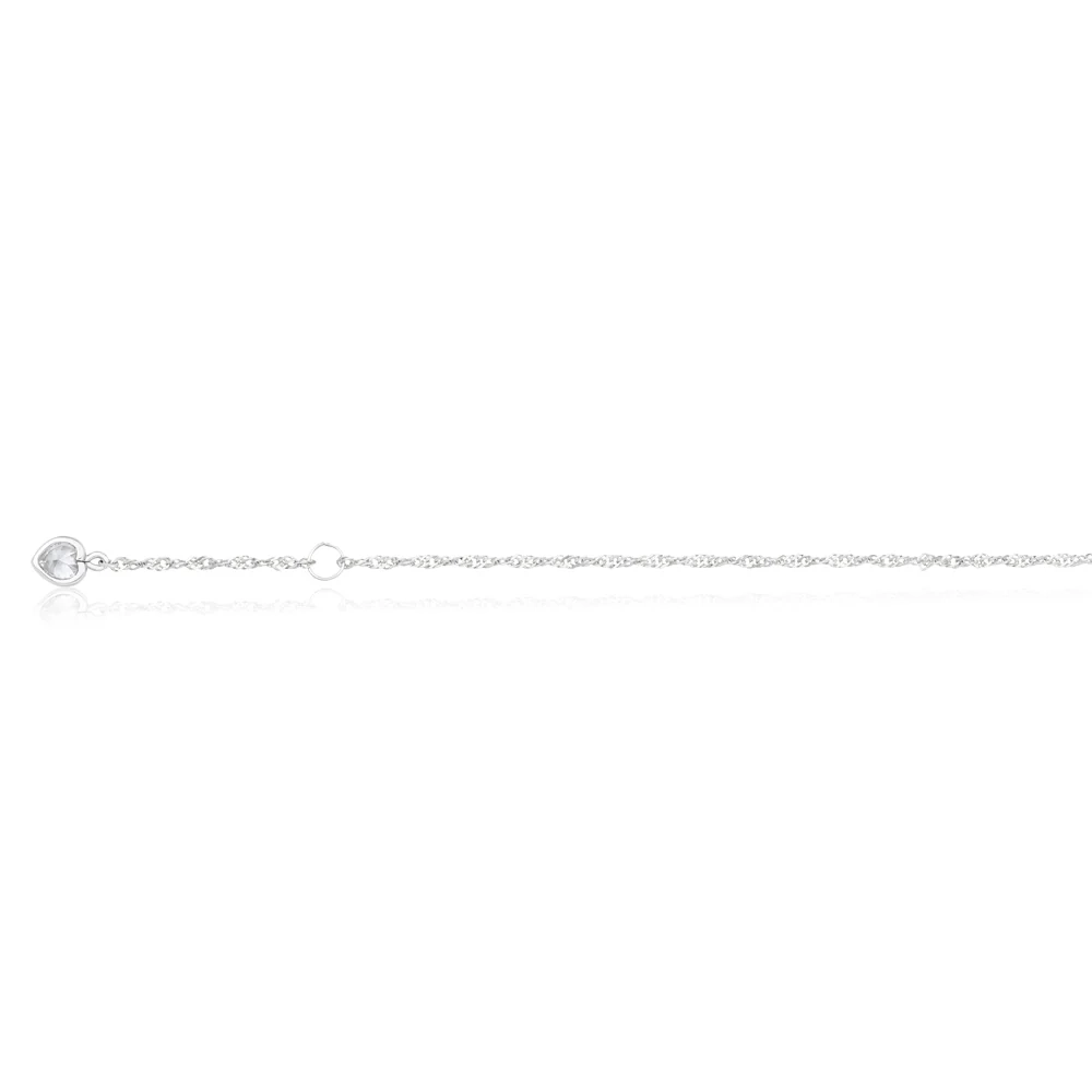 9ct White Gold Singapore with White Cubic Zirconia Heart Charm 27cm An – Shiels Jewellers