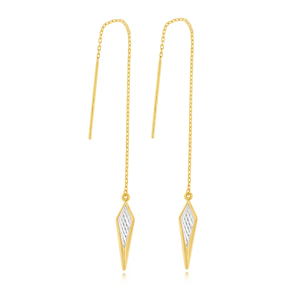 9ct Yellow And White Gold Two Tone Fancy Diamond Drop Threader Earring – Shiels Jewellers