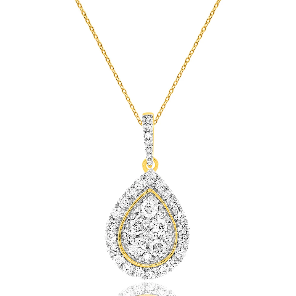 9ct Yellow Gold 1 Carat Diamond Pear Shape Pendant on 45cm Chain – Shiels Jewellers