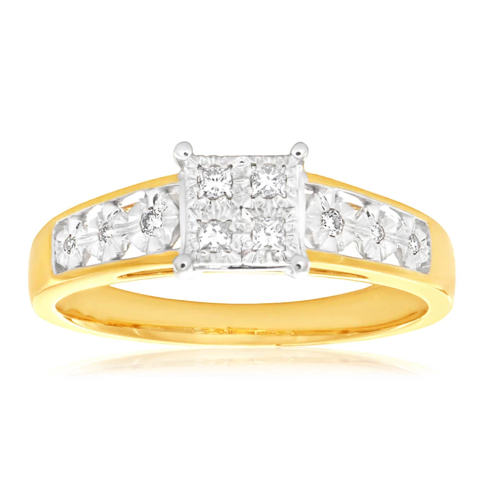 9ct Yellow Gold 10 Diamonds Elegant Ring – Shiels Jewellers