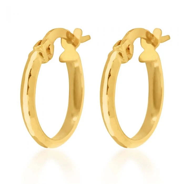 9ct Yellow Gold 10mm Diamond Cut Hoop Earrings – Shiels Jewellers