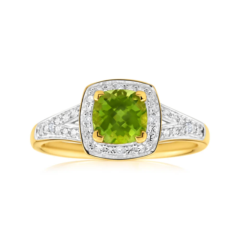 9ct Yellow Gold 1.13ct Peridot Diamond Ring – Shiels Jewellers