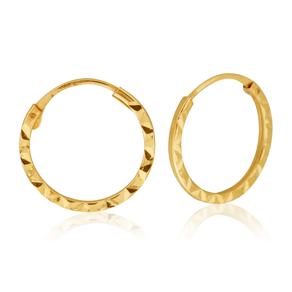 9ct Yellow Gold 12mm Hinged Hoop Earrings – Shiels Jewellers