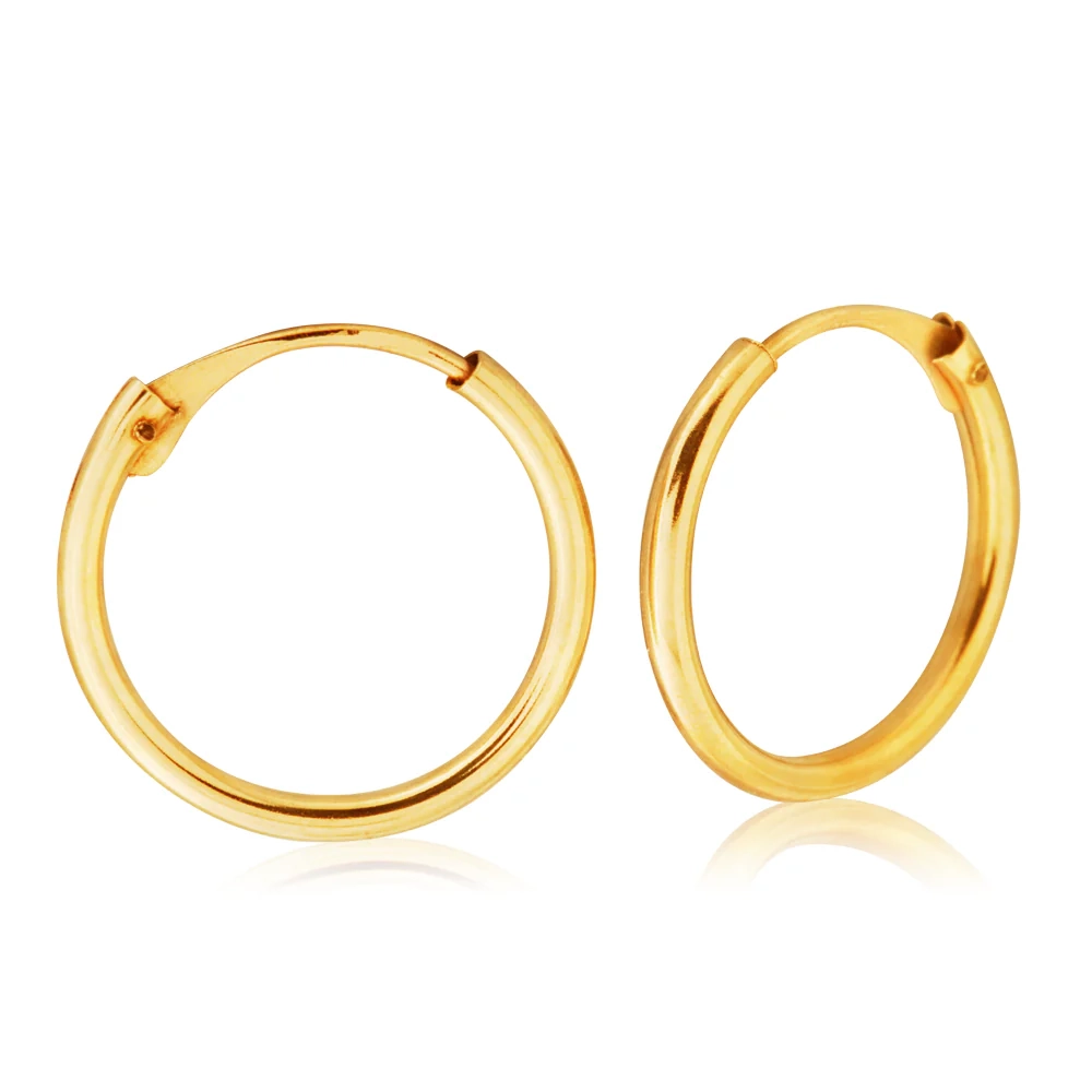 9ct Yellow Gold 1.2x12mm Hinged Hoop Earrings – Shiels Jewellers