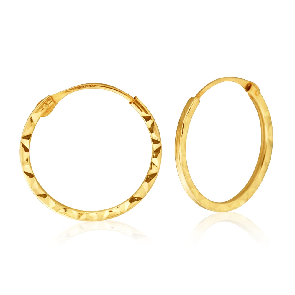 9ct Yellow Gold 1x14mm Hinged Hoop Earrings – Shiels Jewellers