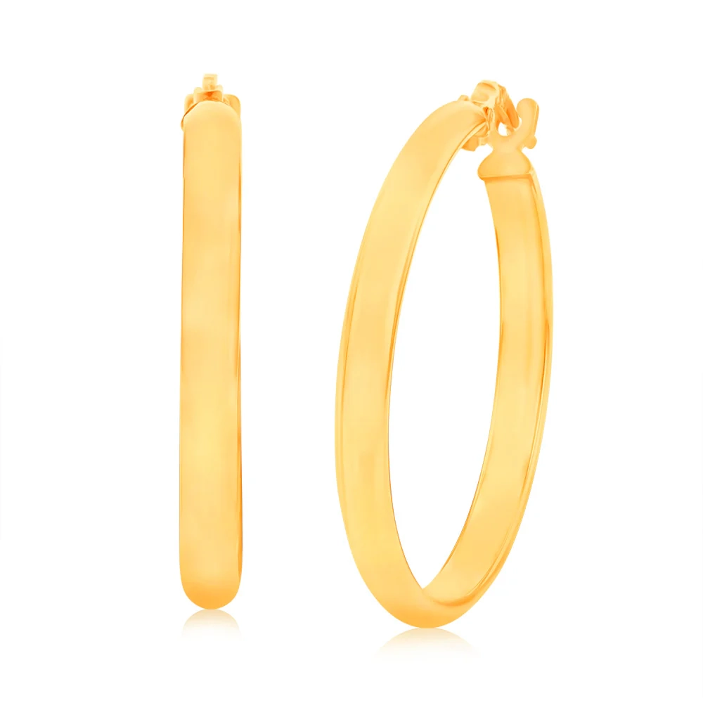 9ct Yellow Gold 20mm Plain Hoop Earrings – Shiels Jewellers