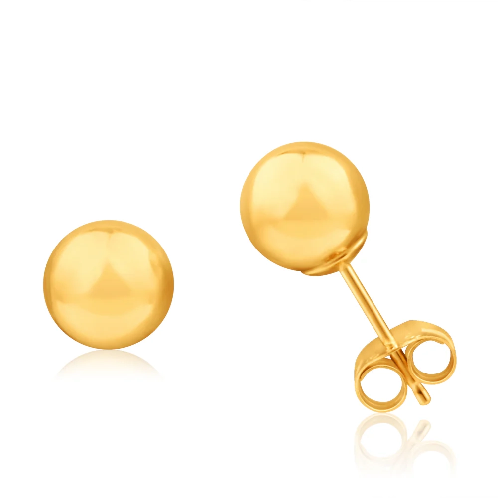 9ct Yellow Gold Ball 6mm Stud Earrings – Shiels Jewellers