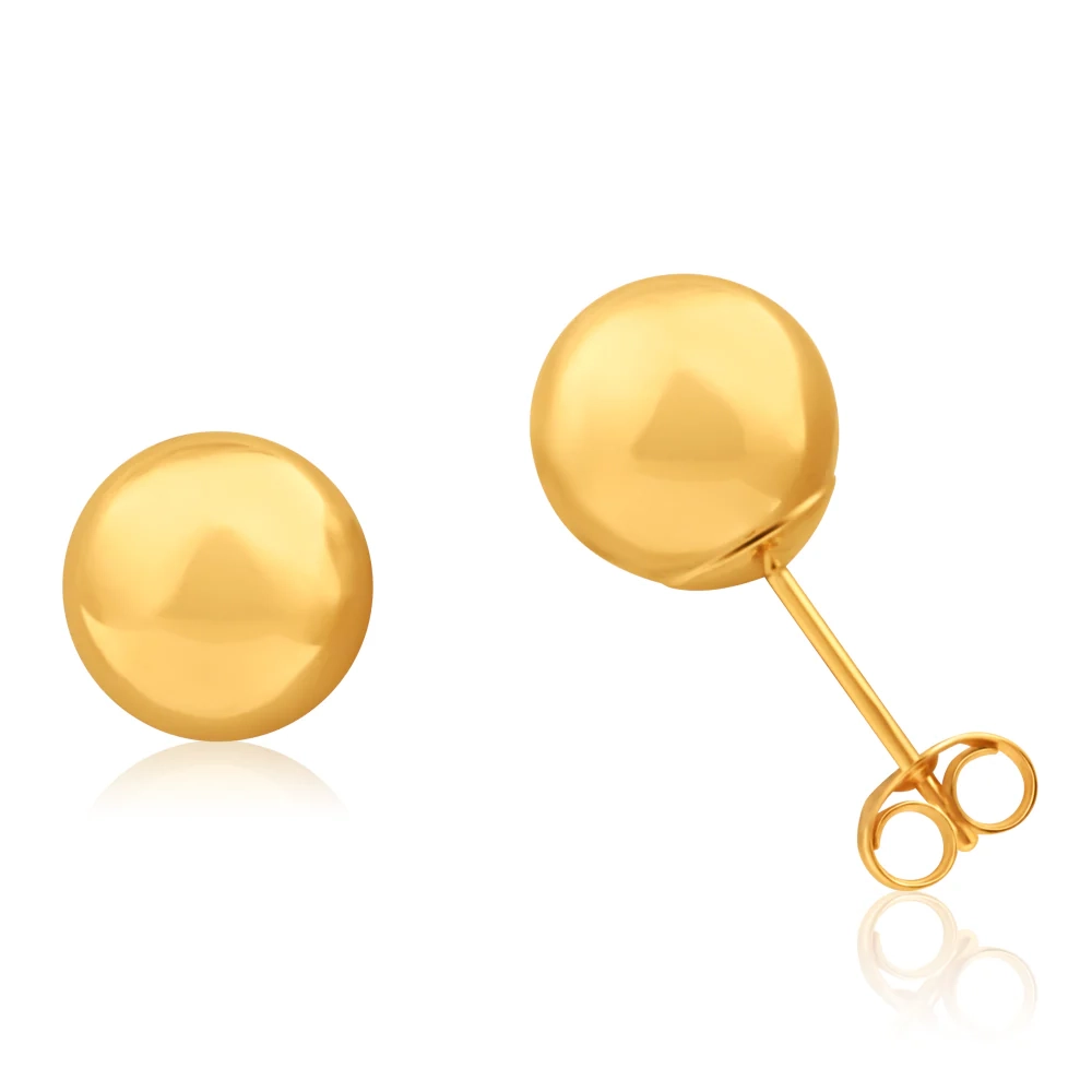 9ct Yellow Gold Ball 8mm Stud Earrings – Shiels Jewellers