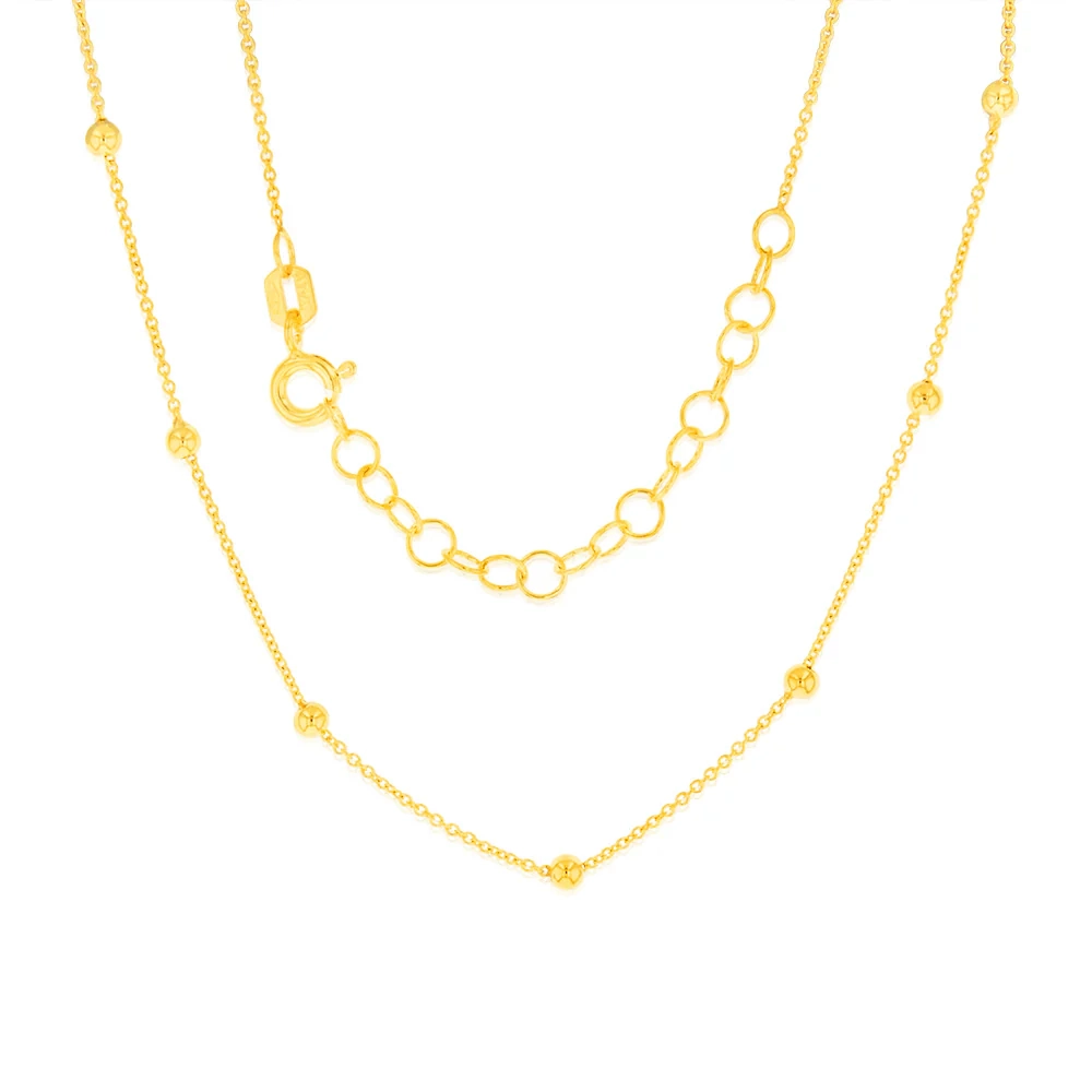 9ct Yellow Gold Balls on Fancy 25+5cm Anklet – Shiels Jewellers