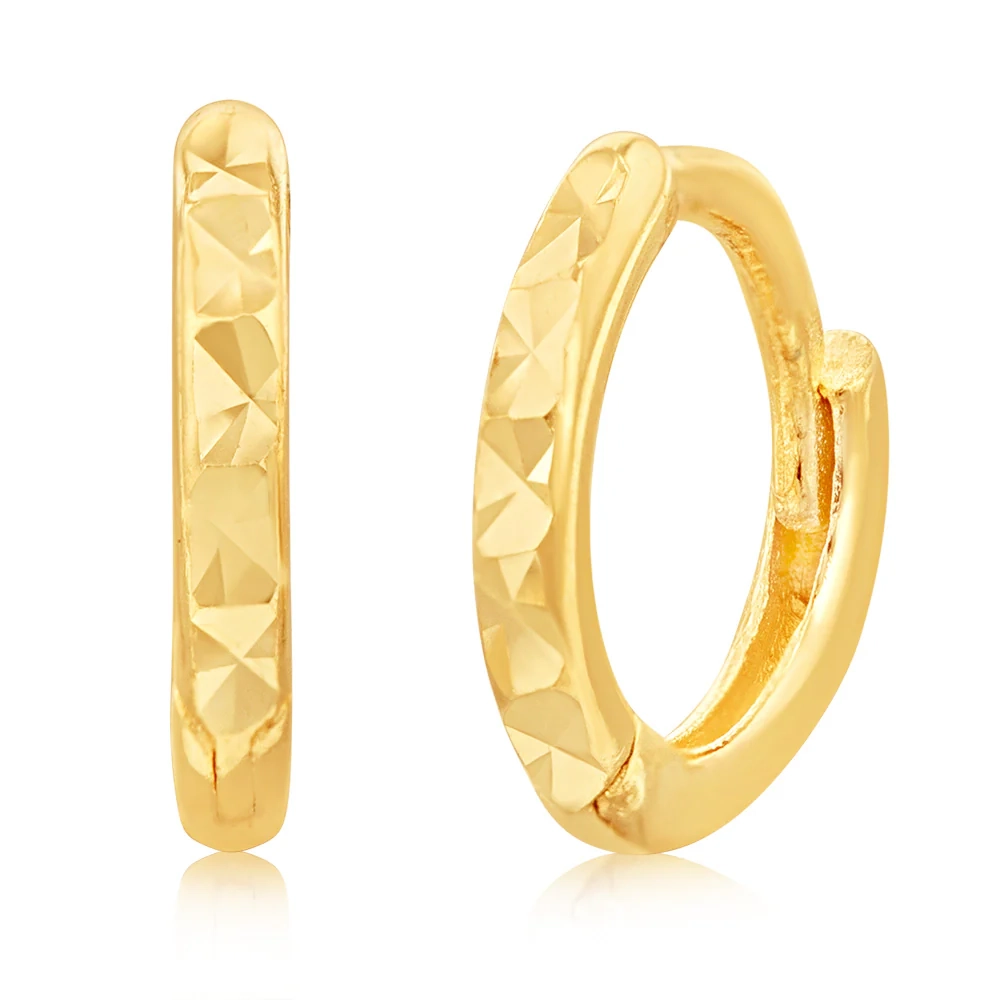 9ct Yellow Gold Diamond Cut 6mm Hoop Earrings – Shiels Jewellers