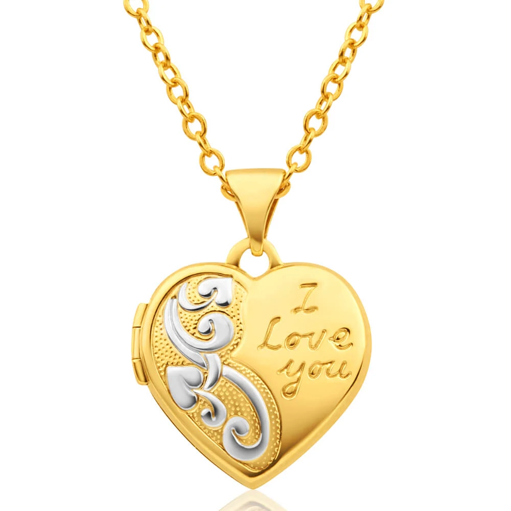 9ct Yellow Gold Heart Shaped Locket with 'I love You' Engraving – Shiels Jewellers