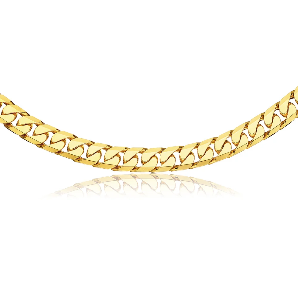 9ct Yellow Gold Heavy Curb Bevelled Flat 60cm Chain in 550Gauge – Shiels Jewellers