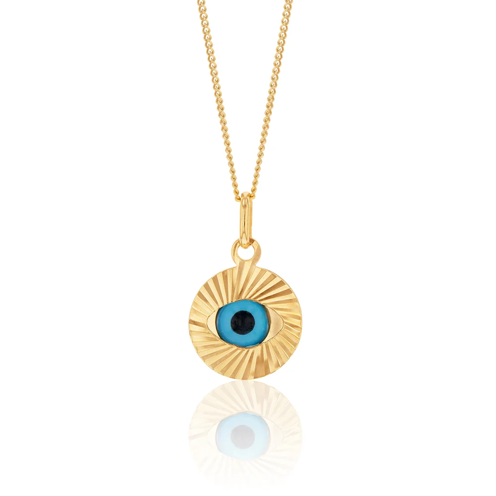 9ct Yellow Gold Large Evil Eye Pendant – Shiels Jewellers