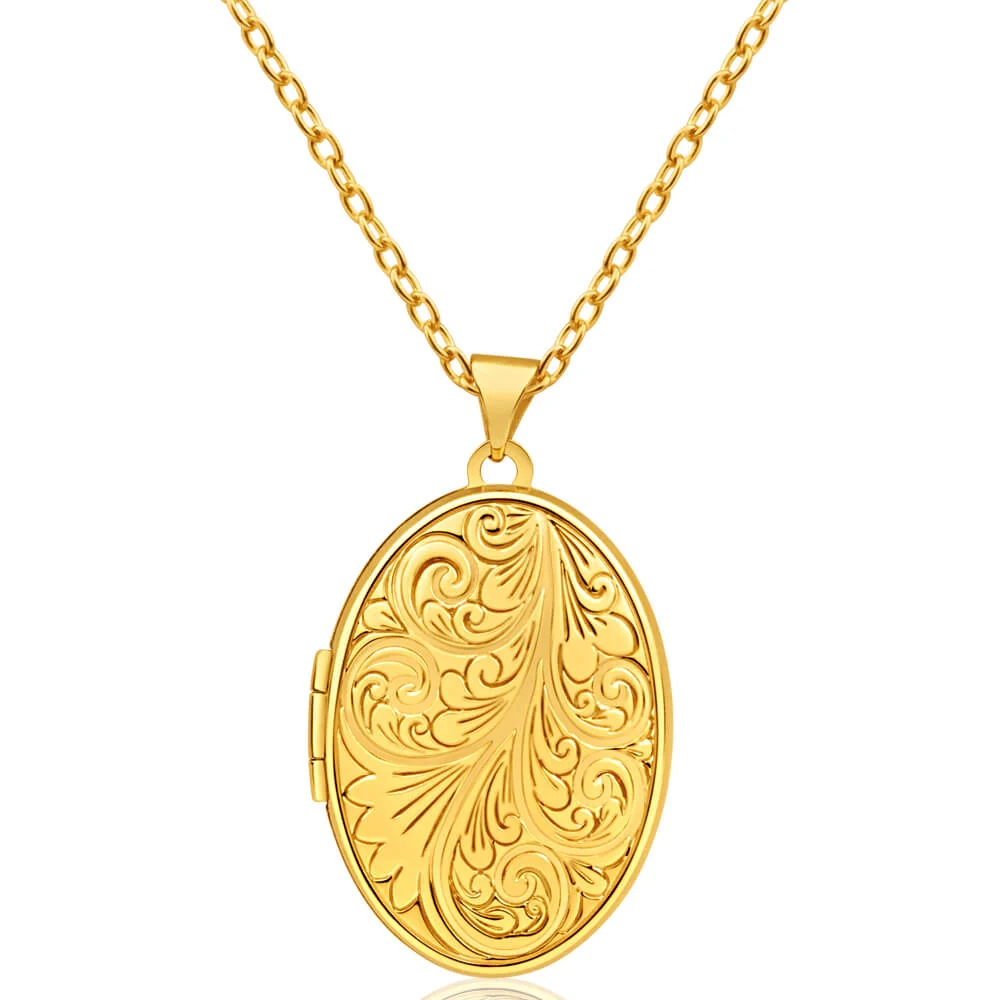 9ct Yellow Gold Oval Scroll Pattern Locket 26x18mm – Shiels Jewellers