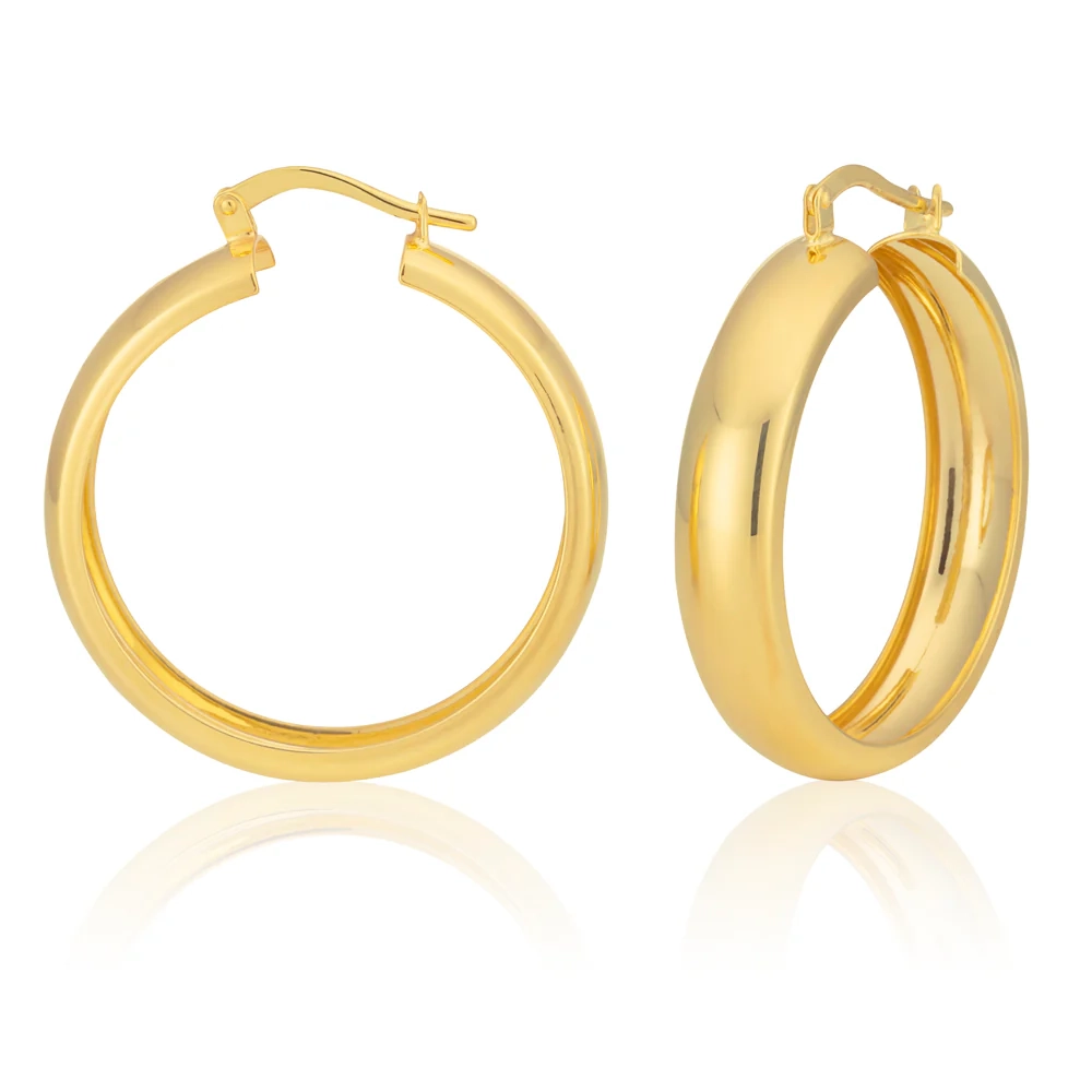 9ct Yellow Gold Silver Filled 6x25mm Hoop Earrings – Shiels Jewellers