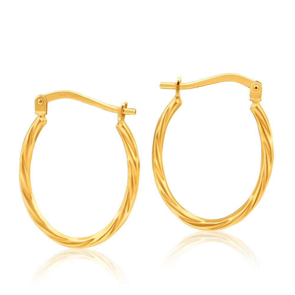 9ct Yellow Gold Silver Filled Oval Twist Hoop Earrings – Shiels Jewellers