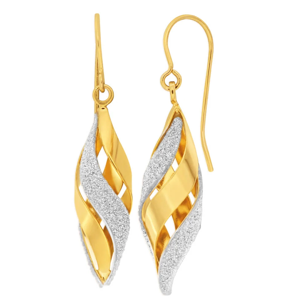 9ct Yellow Gold Silver Filled Stardust Twist Cage Drop Earrings – Shiels Jewellers