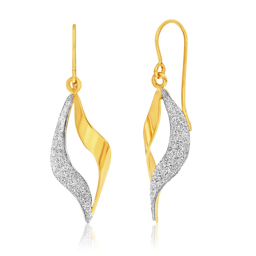 9ct Yellow Gold Silver Filled Stardust Twist Drop Earrings – Shiels Jewellers