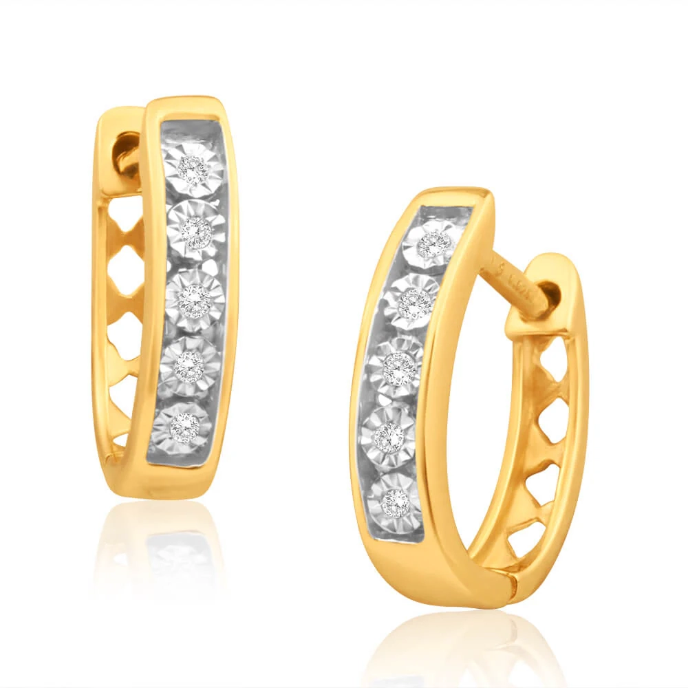 9ct Yellow Gold Sublime Diamond Hoop Earrings – Shiels Jewellers