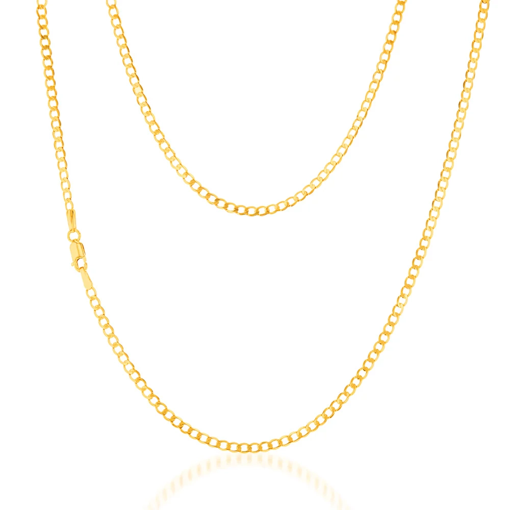 9ct Yellow Gold Superflat Light Curb 65 Gauge 45cm Chain – Shiels Jewellers