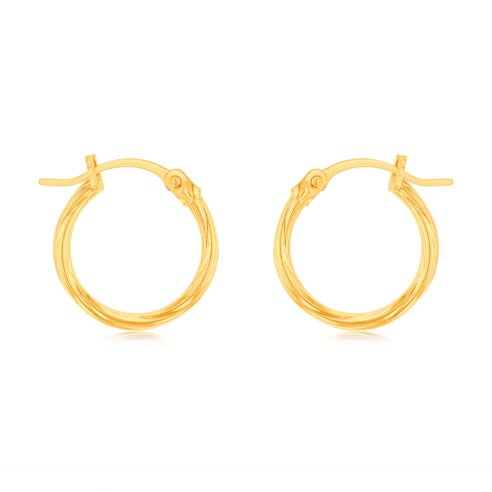 9ct Yellow Gold Twist 10mm Hoop Earrings – Shiels Jewellers