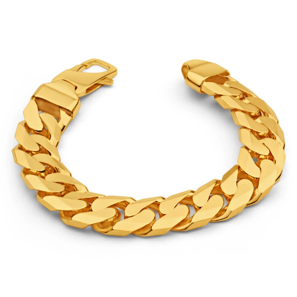 9ct Yellow SOLID Gold Heavy Curb 23cm Bracelet 550 Gauge – Shiels Jewellers