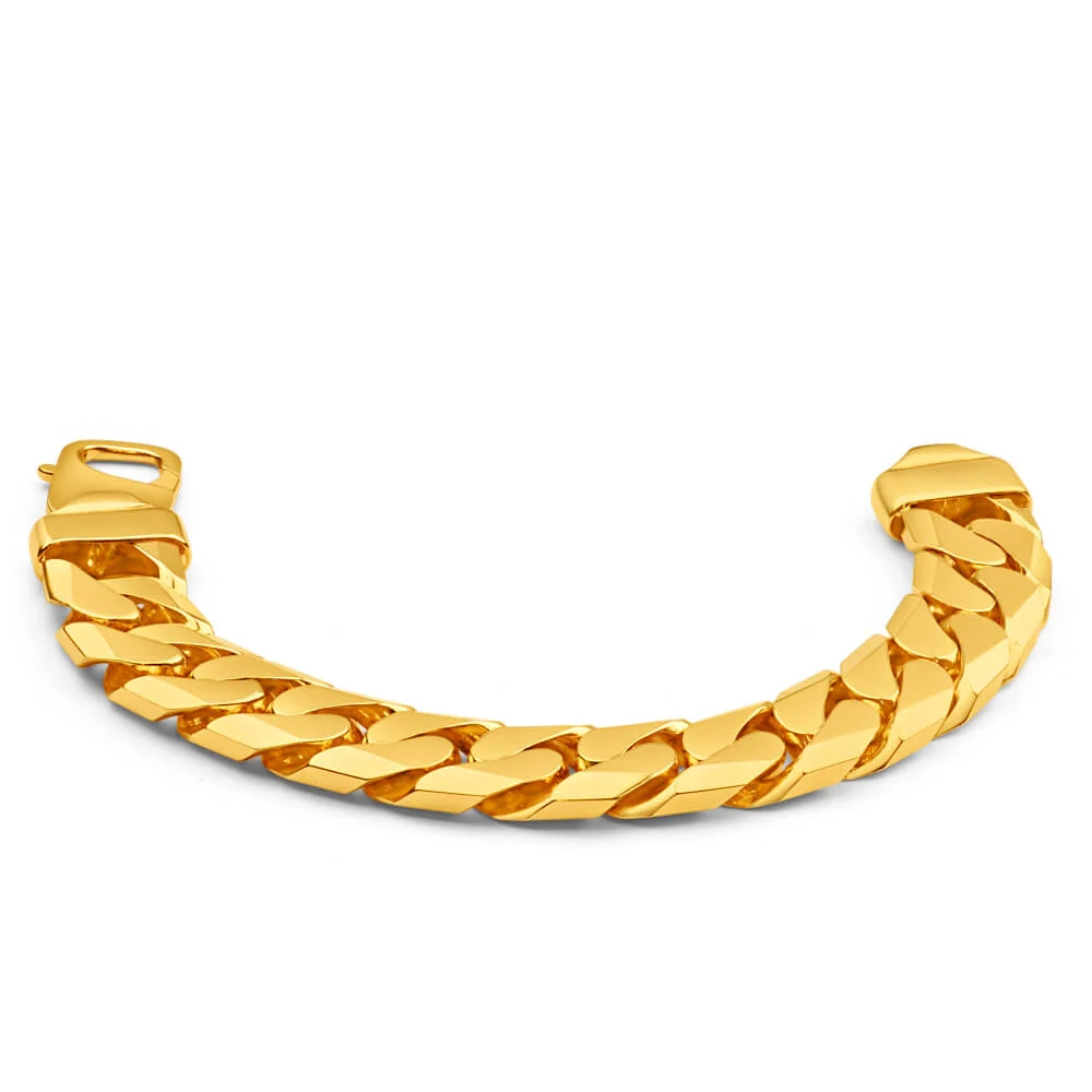 9ct Yellow SOLID Gold Heavy Curb 24cm Bracelet 650 Gauge – Shiels Jewellers