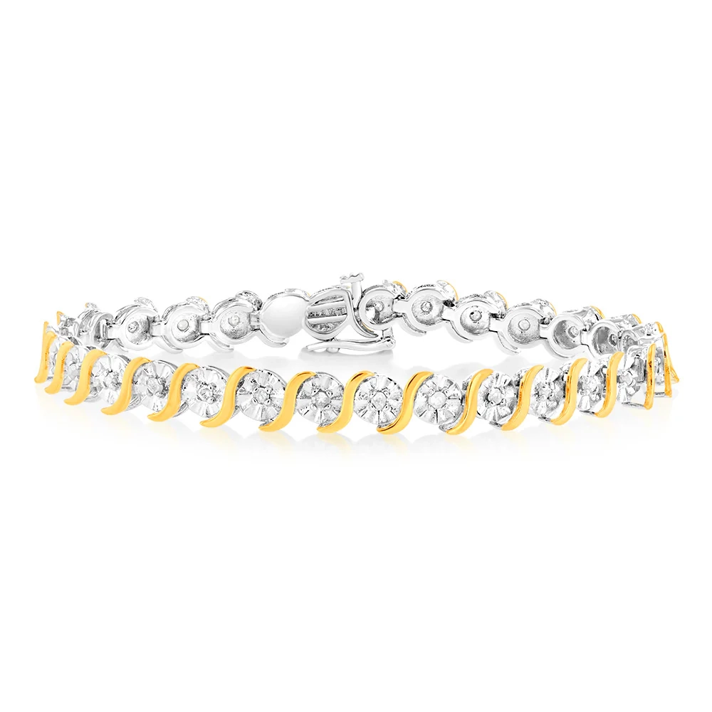 Gold plated Sterling Silver 1 Carat Natural Diamond Bracelet – Shiels Jewellers