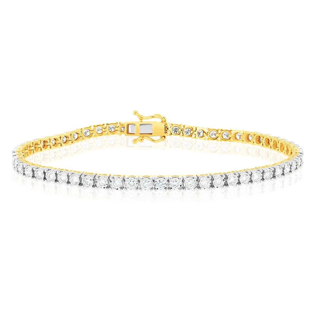 Luminesce Lab Grown 2 Carat Diamond Tennis Bracelet in 9ct Yellow Gold – Shiels Jewellers