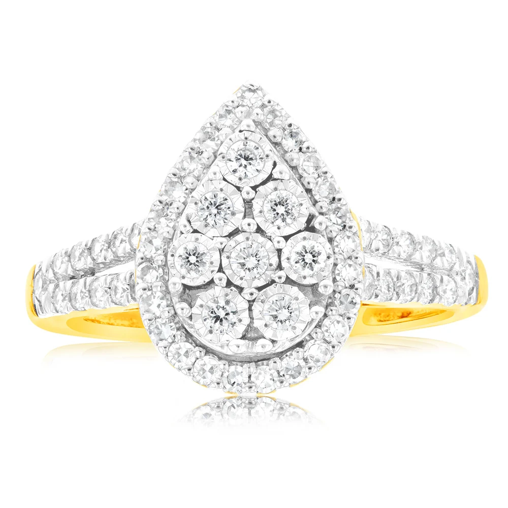 Luminesce Lab Grown Pear Ring with 1/2 Carat 54 Diamonds Set in 9 Cara – Shiels Jewellers