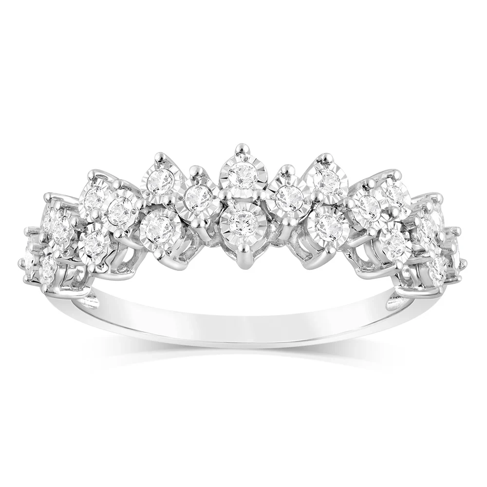 Sterling Silver 1/4 Carat Diamond Ring with 22 Round Brilliant Cut Dia – Shiels Jewellers