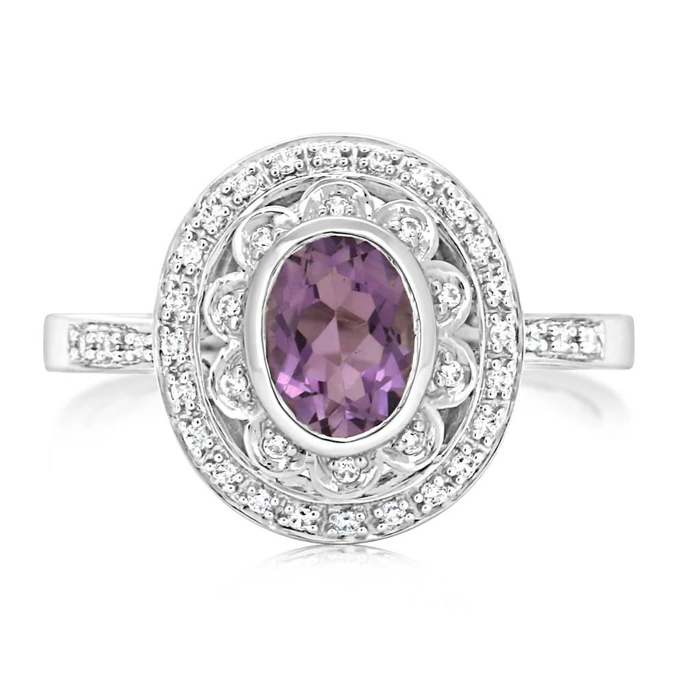 Sterling Silver 1.5 Carat Amethyst & 40Cubic Zirconia Ring – Shiels Jewellers