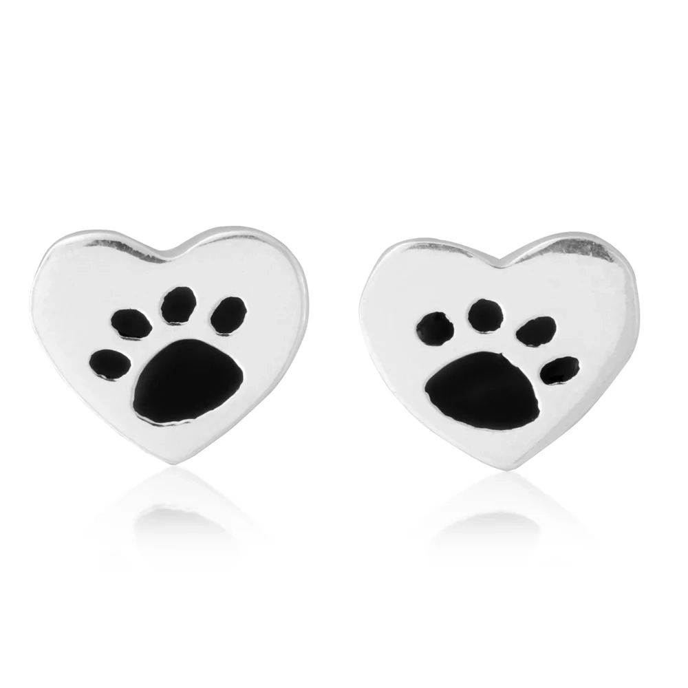 Sterling Silver Heart with Paw Print Stud Earrings – Shiels Jewellers