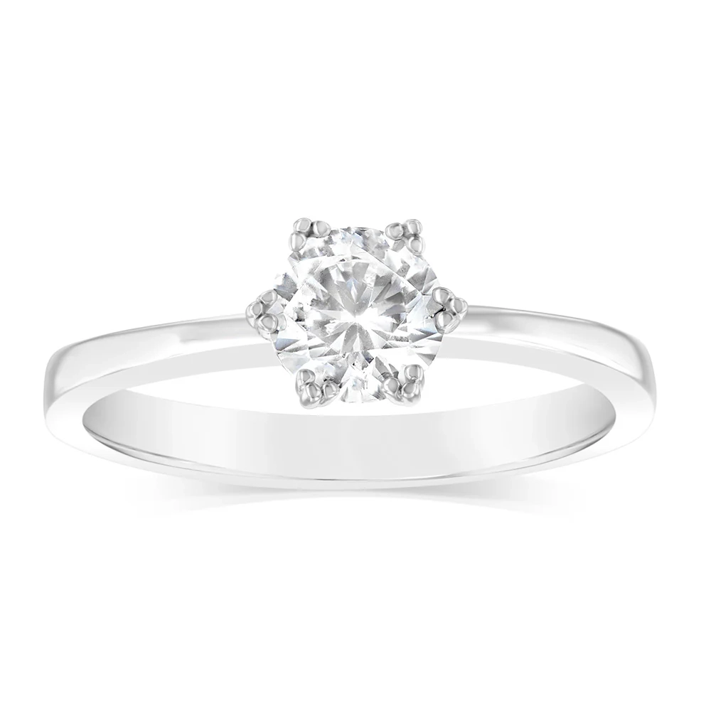 Sterling Silver White Cubic Zirconia 6 Claw Ring – Shiels Jewellers