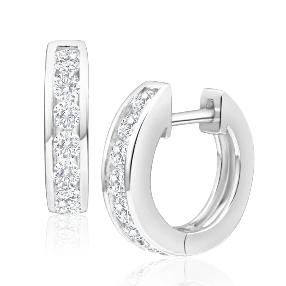 Sterling Silver Zirconia Huggies Hoop Earrings – Shiels Jewellers