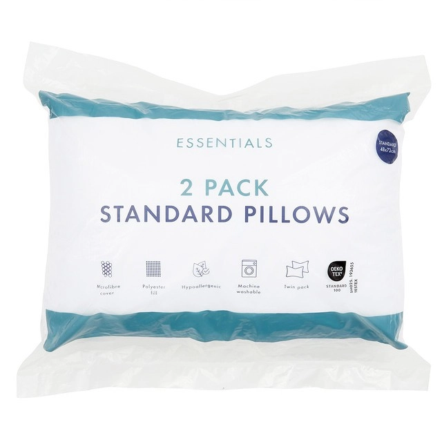 2 Pack Standard Pillows by Essentials