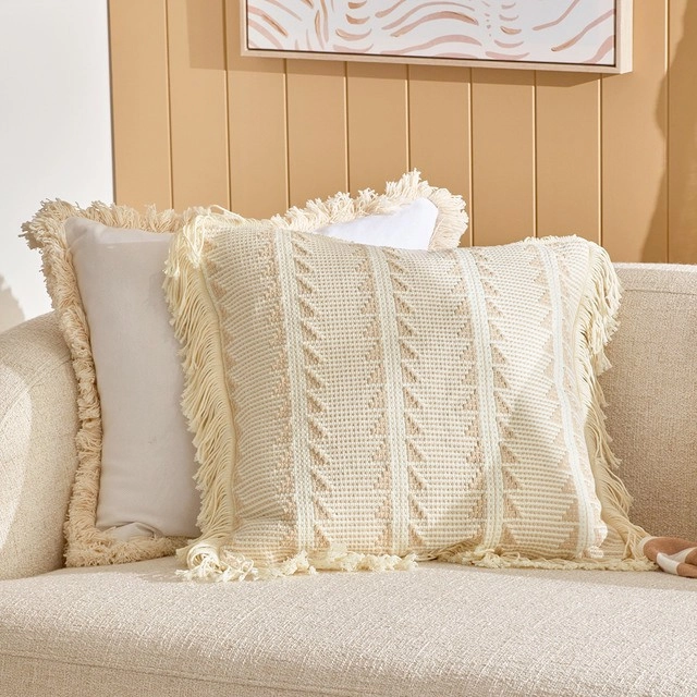 Ayla Jacquard Tassel Cushion by Habitat