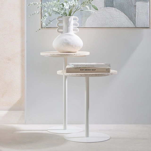 Bowie Travertine Nesting Side Table by M.U.S.E.